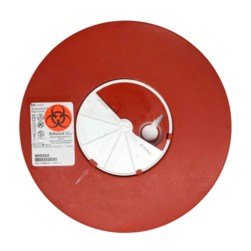 SharpSafety Sharps Container Red Base 6-3/4 H X 8-3/4 D Inch Vertical Entry 1.25 Gallon, 8950SA, Pack of 1