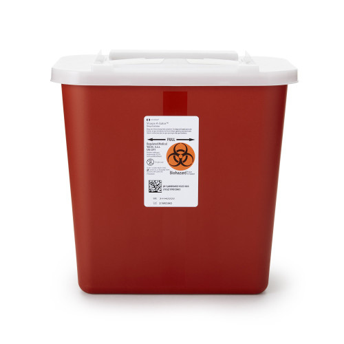 Sharps-A-Gator Sharps Container Red Base 10-1/4 H X 7 D X 10-1/2 W Inch Vertical Entry 2 Gallon, 31142222, Case of 20