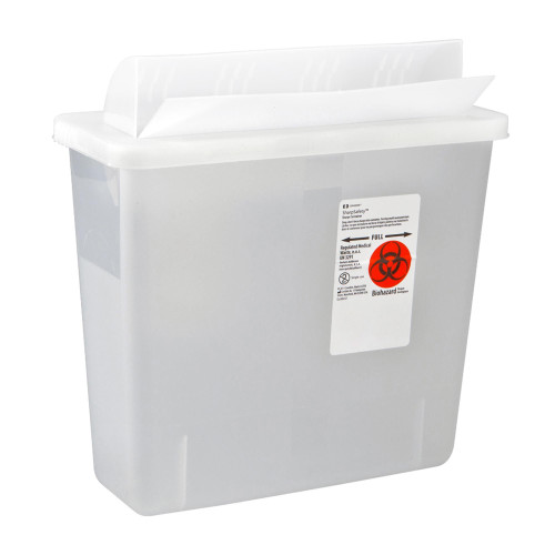 In-Room Sharps Container Translucent Base 16-1/4 H X 13-3/4 W X 6 D Inch Horizontal Entry 3 Gallon, 85221, Pack of 1