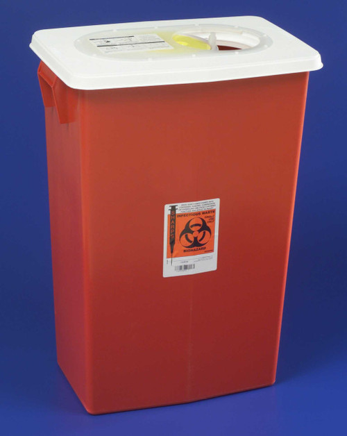 Multi-purpose Sharps Container SharpSafety 1-Piece 26H X 18.25W X 12.75D Inch 18 Gallon Red Base Hinged Lid 8998 Case/5 8998 KENDALL HEALTHCARE PROD INC. 201912_CS Multi-purpose Sharps Container SharpSafety 1-Piece 26H X 18.25W X 12.75D Inch 18 Gallon Red Base Hinged Lid 8998 Case/5 8998 KENDALL HEALTHCARE PROD INC. 201912_CS