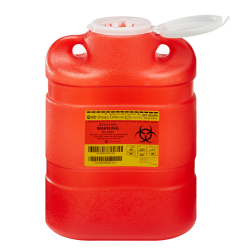 BD Sharps Container Red Base 13-2/5 H X 9-2/5 W X 5-3/10 D Inch Vertical Entry 2.05 Gallon, 305490, Pack of 1