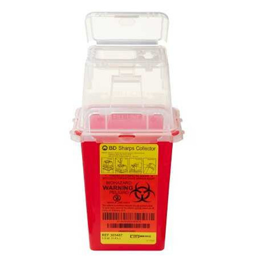Phlebotomy Sharps Container 1-Piece 9H X 4.5W X 4D Inch 1.5 Quart Red Base Vertical Entry Lid 305487 Case/36 305487 BECTON-DICKINSON 140597_CS Phlebotomy Sharps Container 1-Piece 9H X 4.5W X 4D Inch 1.5 Quart Red Base Vertical Entry Lid 305487 Case/36 305487 BECTON-DICKINSON 140597_CS