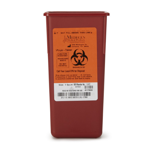 Sharps Sharps Container Red Base 7 H X 3-1/2 W X 3-1/2 D Inch Vertical Entry 0.25 Gallon, 8702, Pack of 1