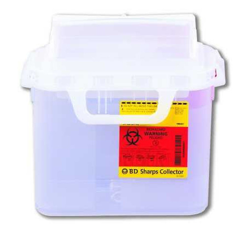 Multi-purpose Sharps Container 1-Piece 10.75H X 10.75W X 4D Inch 5.4 Quart Pearl Base Horizontal Entry Lid 305444 Case/20 305444 BECTON-DICKINSON 206130_CS