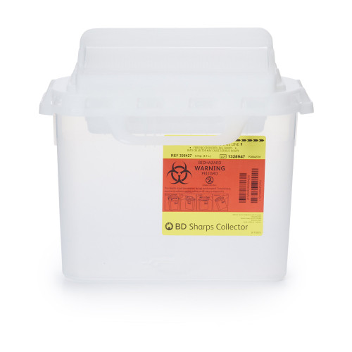 BD Sharps Container Translucent White Base 12 H X 12 W X 4-4/5 D Inch Horizontal Entry 1.35 Gallon, 305427, Case of 12