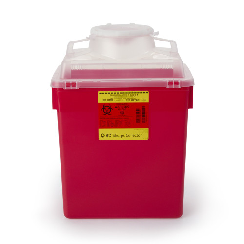 BD Sharps Container Red Base 17-1/2 X 12-4/5 X 8-4/5 Inch Vertical Entry 6 Gallon, 305465, Case of 12