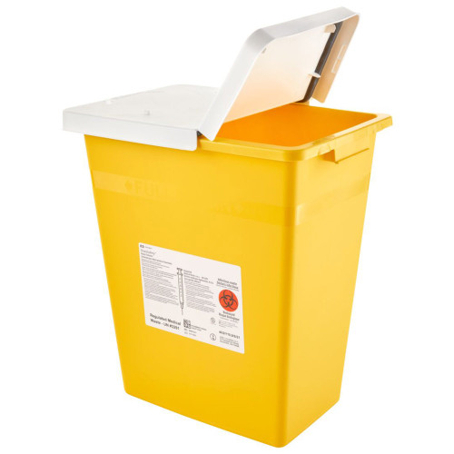 SharpSafety Chemotherapy Waste Container Yellow Base 17-1/2 H X 15-1/2 W X 11 D Inch Horizontal / Vertical Entry 8 Gallon, 8985, Pack of 1