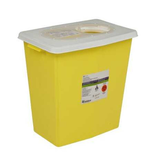 Chemotherapy Sharps Container SharpSafety 1-Piece 18.75H X 18.25W X 12.75D Inch 12 Gallon Yellow Base / White Lid Vertical Entry Sliding Lid 8934 Case/10 8934 KENDALL HEALTHCARE PROD INC. 273730_CS Chemotherapy Sharps Container SharpSafety 1-Piece 18.75H X 18.25W X 12.75D Inch 12 Gallon Yellow Base / White Lid Vertical Entry Sliding Lid 8934 Case/10 8934 KENDALL HEALTHCARE PROD INC. 273730_CS
