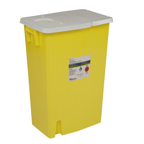 SharpSafety Chemotherapy Waste Container Yellow Base 26 H X 18-1/4 W X 12-3/4 D Inch Horizontal Entry 18 Gallon, 8989, Case of 5