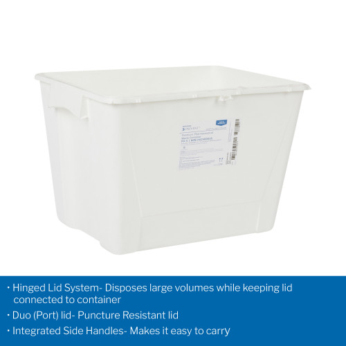 McKesson Prevent Pharmaceutical Waste Container White Base 13-1/2 H X 17-3/10 W X 13 L Inch Vertical Entry 8 Gallon, 2256, Case of 9