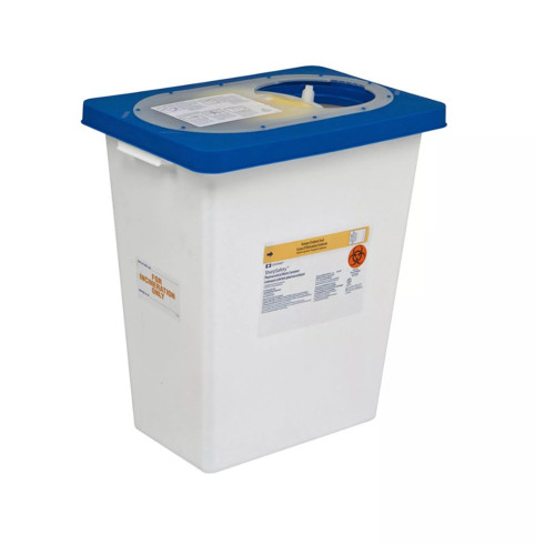 Covidien Sharp Safety Pharmaceutical Waste Container White Base 18-3/4 H X 12-3/4 D X 18-1/4 W Inch Vertical Entry 12 Gallon, 8860-, Pack of 1