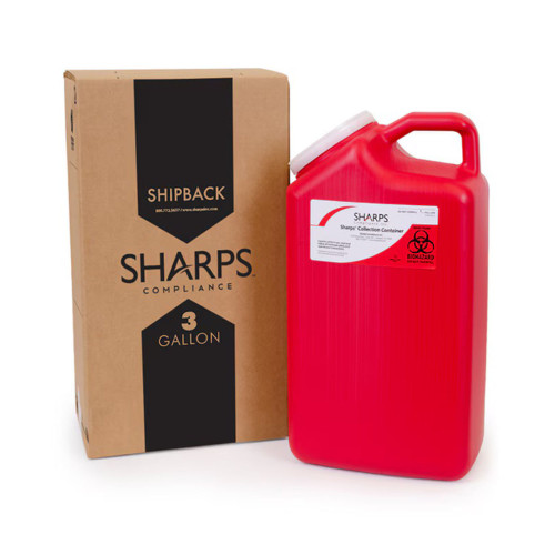 Sharps Recovery System Mailback Sharps Container Red Base 17 H X 6 W X 9 L Inch Vertical Entry 3 Gallon, 13000-008, Pack of 1