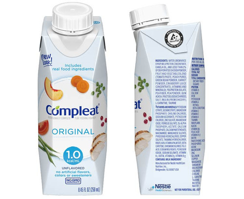 Compleat Original 1.0 Tube Feeding Formula, Real Food Ingredients, Unflavored, 8.45 oz per Bottle, Case of 24 Bottles