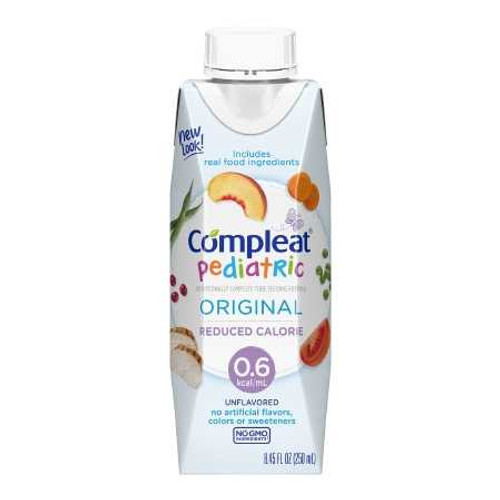 Pediatric Tube Feeding Formula Compleat® Pediatric Original Reduced Calorie 0.6 Unflavored 8.45 oz. Reclosable Carton Liquid Real Food Ingredients 10043900380749 Case of 24 4390038074 Compleat® Pediatric Original Reduced Calorie 0.6 805445_CS