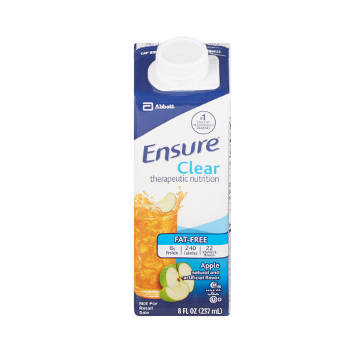 Ensure Clear Therapeutic Nutrition Oral Supplement Apple Flavor Liquid 8 oz. Reclosable Carton, 64903, Case of 24