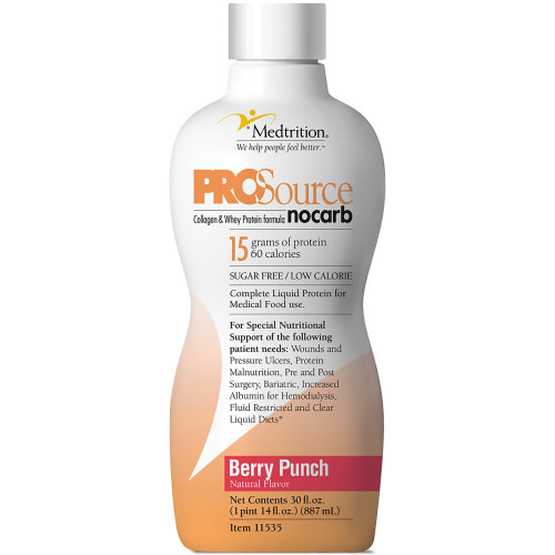 ProSource NoCarb Oral Supplement Berry Punch Flavor Liquid 30 oz. Bottle, 11535, Pack of 1