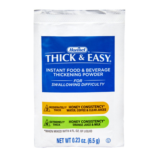 Food and Beverage Thickener Thick Easy 6.5 Gram Individual Packet Unflavored Ready to Mix Honey 20223 Case/100 20223 HORMEL FOOD SALES LLC 580967_CS Food and Beverage Thickener Thick Easy 6.5 Gram Individual Packet Unflavored Ready to Mix Honey 20223 Case/100 20223 HORMEL FOOD SALES LLC 580967_CS