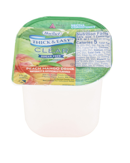 Thickened Beverage Thick & Easy Clear 4 oz. Portion Cup Peach Mango Flavor Liquid IDDSI Level 2 Mildly Thick 78768 Case of 24