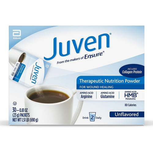 Juven Nutrition Powder, Wound Care and Immune System Support, Arginine and Glutamine, Unflavored, 0.81 oz. per Individual Packet, 180 Packets