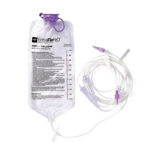 Medline EntraFlo H2O Enteral Feeding Pump Spike Set with Flush Bag and ENFit Connector ENFit Connector, ENFIT70555, Case of 30