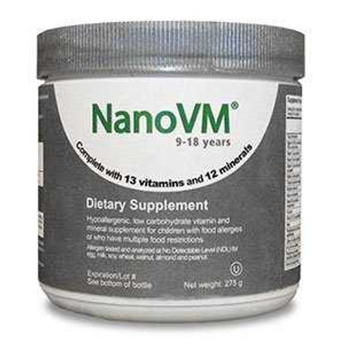 Pediatric Oral Supplement NanoVM Unflavored 275 Gram Jar Powder 1918 Each/1 1918 SOLACE NUTRITION LLC 971490_EA Pediatric Oral Supplement NanoVM Unflavored 275 Gram Jar Powder 1918 Each/1 1918 SOLACE NUTRITION LLC 971490_EA