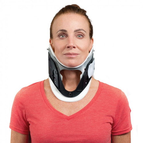 Rigid Cervical Collar ProCare Preformed Adult One Size One-Piece / Trachea Opening 1-3/4 to 3-1/2 Inch Height 11 to 23 Inch Neck Circumference 79-83131 Pack of 1