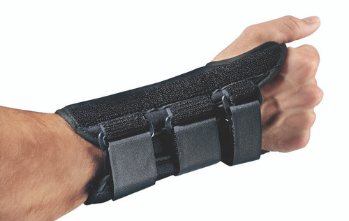 Wrist Brace ProCare ComfortFORM Aluminum / Foam / Spandex / Plastic Right Hand Black X-Small 79-87282 Pack of 1