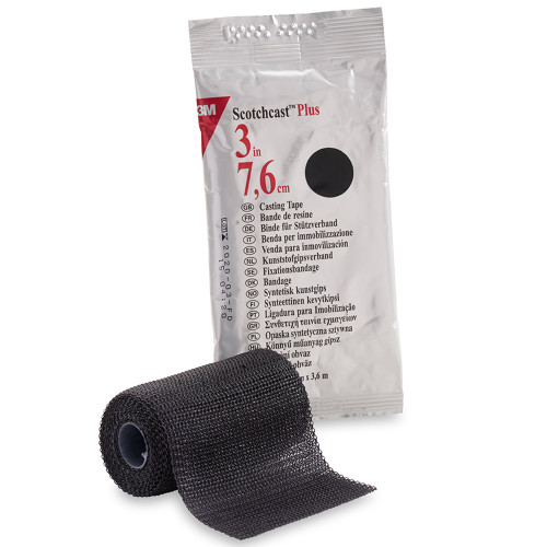 Cast Tape 3M Scotchcast Plus 3 Inch x 12 Foot Fiberglass / Resin Black 82003A Pack of 1