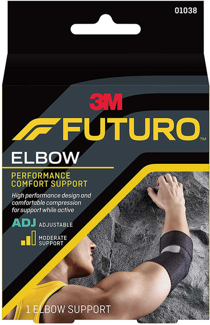 Elbow Support 3M™ Futuro™ One Size Left or Right Elbow Black 01038ENR Case of 12 01038EN 3M™ Futuro™ 971882_CS