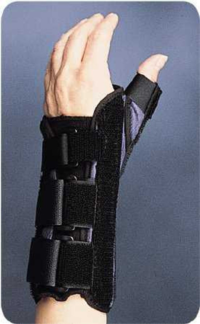 Wrist Brace with Thumb Spica Premier® Aluminium / Foam / Nylon / Plastic / Polyester Right Hand Black Small 08144562 Pack of 1 8144562 Premier® 442323_EA