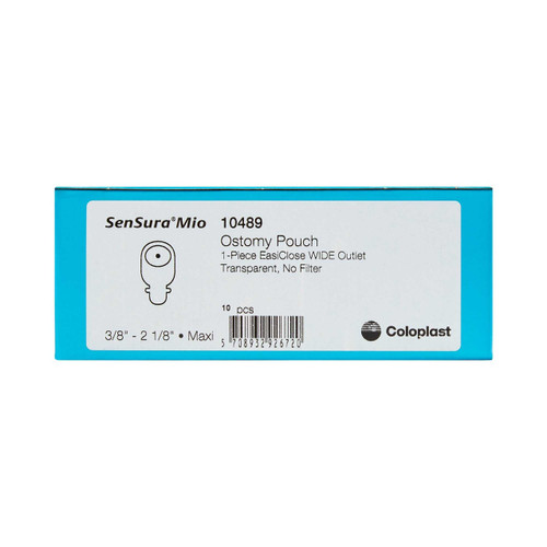 Ostomy Pouch SenSura Mio One-Piece System Maxi 3/8 to 2-1/8 Inch Stoma Drainable Flat Trim to Fit 10489 Box/10 10489 COLOPLAST INCORPORATED 883915_BX