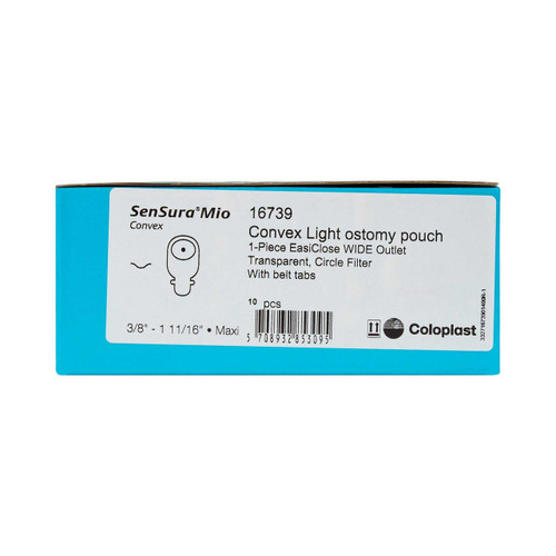 Filtered Ostomy Pouch SenSura Mio Convex One-Piece System 11 Inch Length Maxi 3/8 to 1-11/16 Inch Drainable Convex Light Trim to Fit 16739 Box/10 16739 COLOPLAST INCORPORATED 995394_BX