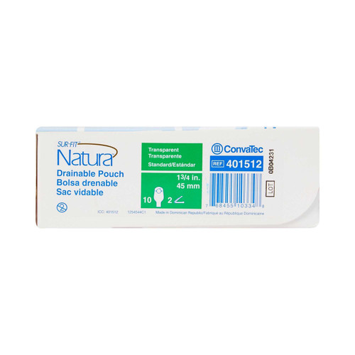 Colostomy Pouch Sur-Fit Natura Two-Piece System 12 Inch Length Drainable 401512 Box/10 401512 CONVA TEC 325421_BX