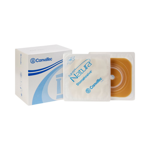 Ostomy Barrier Sur-Fit Natura Trim to Fit, Extended Wear Stomahesive Without Tape Sur-Fit Natura System Hydrocolloid 1 to 1-1/4 Inch Opening 4 x 4 Inch 401575 Box of 10