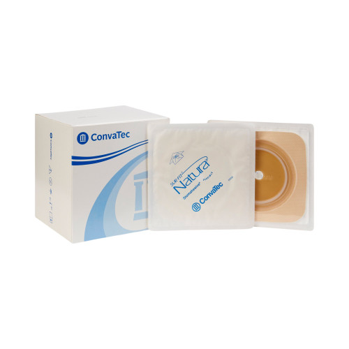 Ostomy Barrier Sur-Fit Natura Trim to Fit, Standard Wear Stomahesive Tape 70 mm Flange Sur-Fit Natura System Hydrocolloid 1-7/8 to 2-1/2 Inch Opening 5 x 5 Inch 125266 Pack of 1