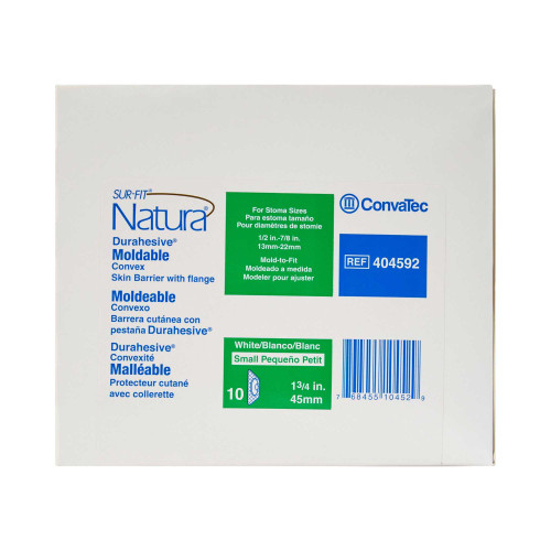 Ostomy Barrier Sur-Fit Natura® Durahesive® Moldable, Extended Wear Acrylic Tape 45 mm Flange Sur-Fit Natura® System 1/2 to 7/8 Inch Opening 404592 Pack of 1 404592 Sur-Fit Natura® Durahesive® 461893_EA