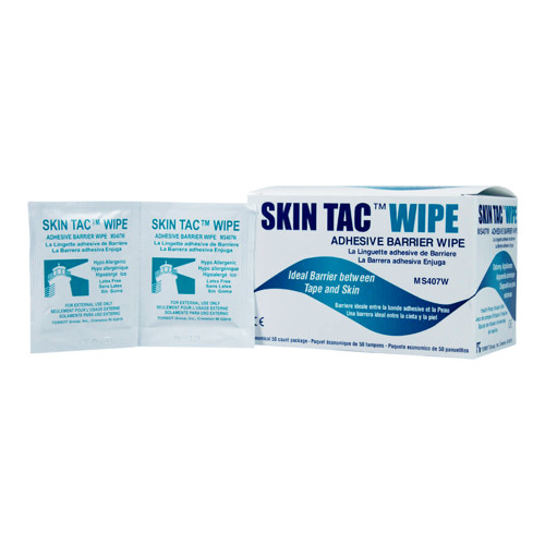 Skin Tac Skin Barrier Wipe 78 to 82% Strength Isopropyl Alcohol Individual Packet NonSterile, MS407-W, Box of 50