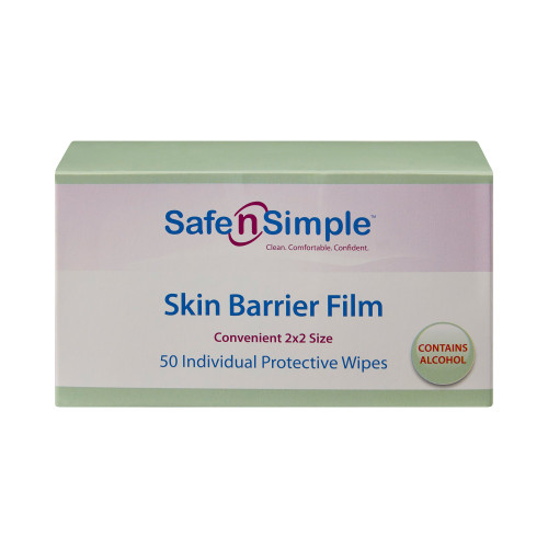 Safe N Simple Skin Barrier Wipe 43% / 20% Strength Isopropyl Alcohol / Butyl Ester of PVM/MA Copolymer Individual Packet NonSterile, SNS81850, Box of 50
