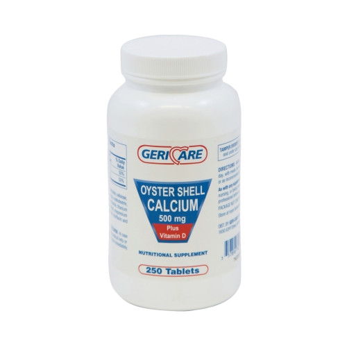 Joint Health Supplement Geri-Care Oyster Shell 200 IU - 500 mg Strength Tablet 250 per Bottle 742-25-GCP Bottle of 1