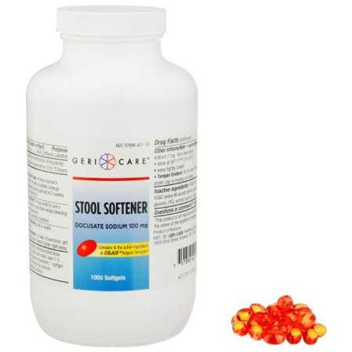 Stool Softener McKesson Brand Softgel Capsule 1000 per Bottle 100 mg Strength Docusate Sodium 57896040110 BT/1000 57896040110 MCK BRAND 555682_BT