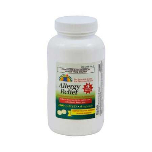 Health*Star Allergy Relief, Chlorpheniramine Maleate 4 mg Strength, 1,000 Tablets per Bottle, Case of 12 Bottles 57896078410 Health*Star® 558678_CS