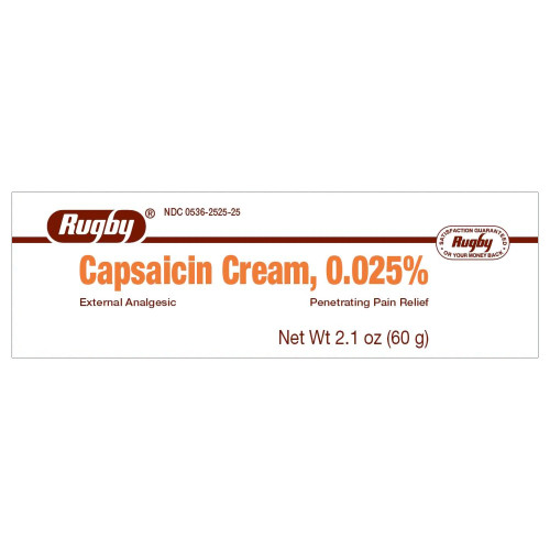 Topical Pain Relief Rugby 0.025% Strength Capsaicin Cream 2.1 oz. Pack of 1