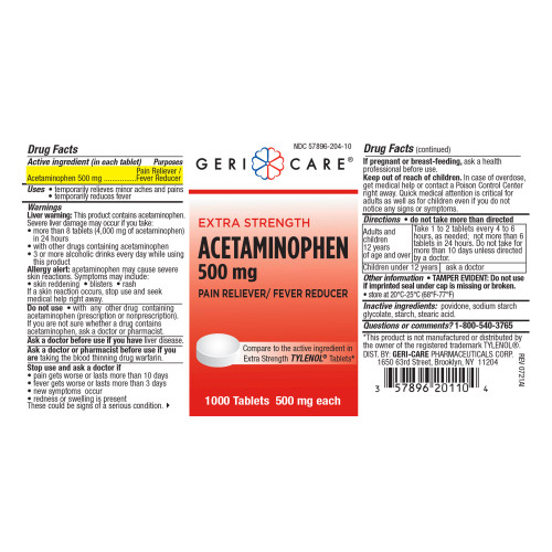 Geri-Care Pain Relief 500 mg Strength Acetaminophen Tablet 1,000 per Bottle, 201-10-GCP, Case of 12
