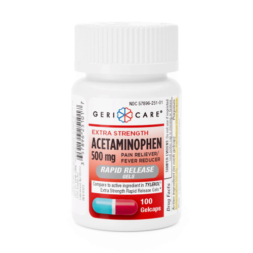 Geri-Care Pain Relief 500 mg Strength Acetaminophen Gelcap 100 per Bottle, 251-01-GCP, Case of 12