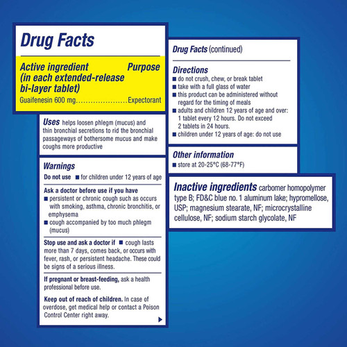 Cough Relief Mucinex 600 mg Strength Tablet 40 per Pack 1286517 Box/40 1286517 US PHARMACEUTICAL DIVISION/MCK 797347_BX Cough Relief Mucinex 600 mg Strength Tablet 40 per Pack 1286517 Box/40 1286517 US PHARMACEUTICAL DIVISION/MCK 797347_BX