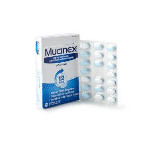 Cough Relief Mucinex 600 mg Strength Tablet 20 per Box 1285790 Box/1 1285790 US PHARMACEUTICAL DIVISION/MCK 852697_BX Cough Relief Mucinex 600 mg Strength Tablet 20 per Box 1285790 Box/1 1285790 US PHARMACEUTICAL DIVISION/MCK 852697_BX