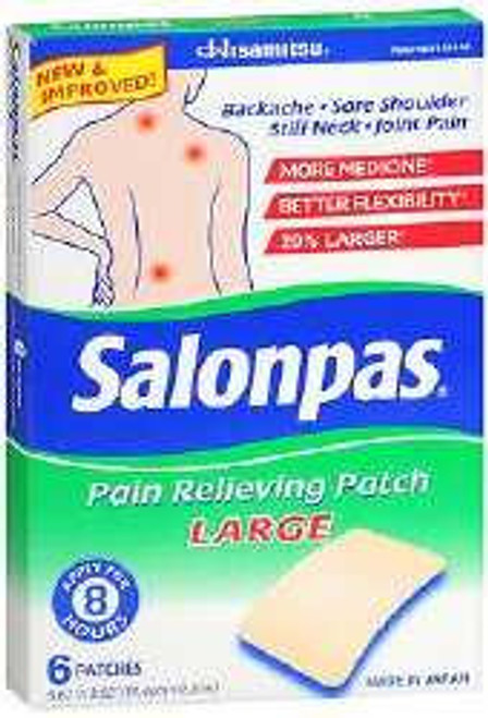 Pain Relief Salonpas 3.1% / 6% / 10% Patch 6 per Box 3572559 Box/6 3572559 US PHARMACEUTICAL DIVISION/MCK 1034316_BX Pain Relief Salonpas 3.1% / 6% / 10% Patch 6 per Box 3572559 Box/6 3572559 US PHARMACEUTICAL DIVISION/MCK 1034316_BX