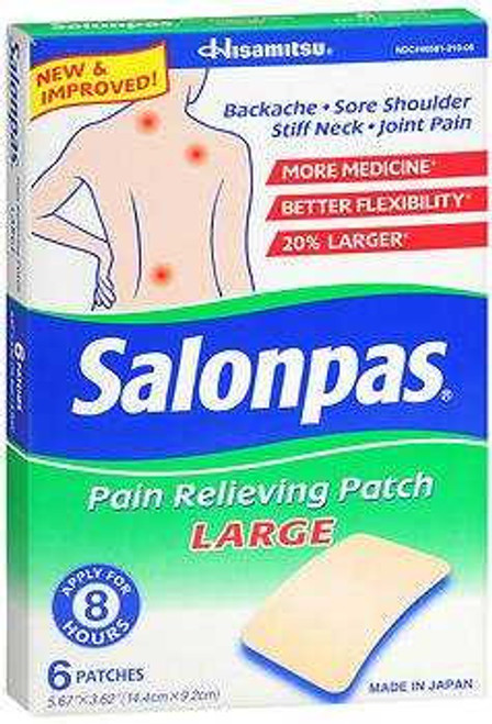 Pain Relief Salonpas 3.1% / 6% / 10% Patch 6 per Box 3572559 Box/6 3572559 US PHARMACEUTICAL DIVISION/MCK 1034316_BX