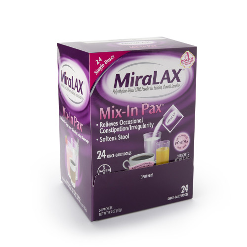 Laxative MiraLAX Powder 24 17 Gram Strength Polyethylene Glycol 3350 Box of 24