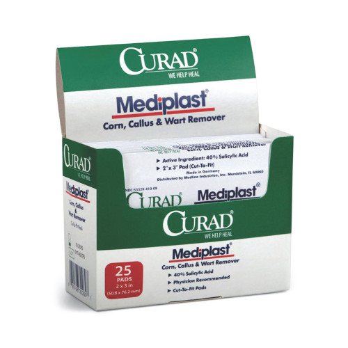 Curad Corn Callus Wart Remover, Medicated Pad 40% Strength 1945831, Box of 25